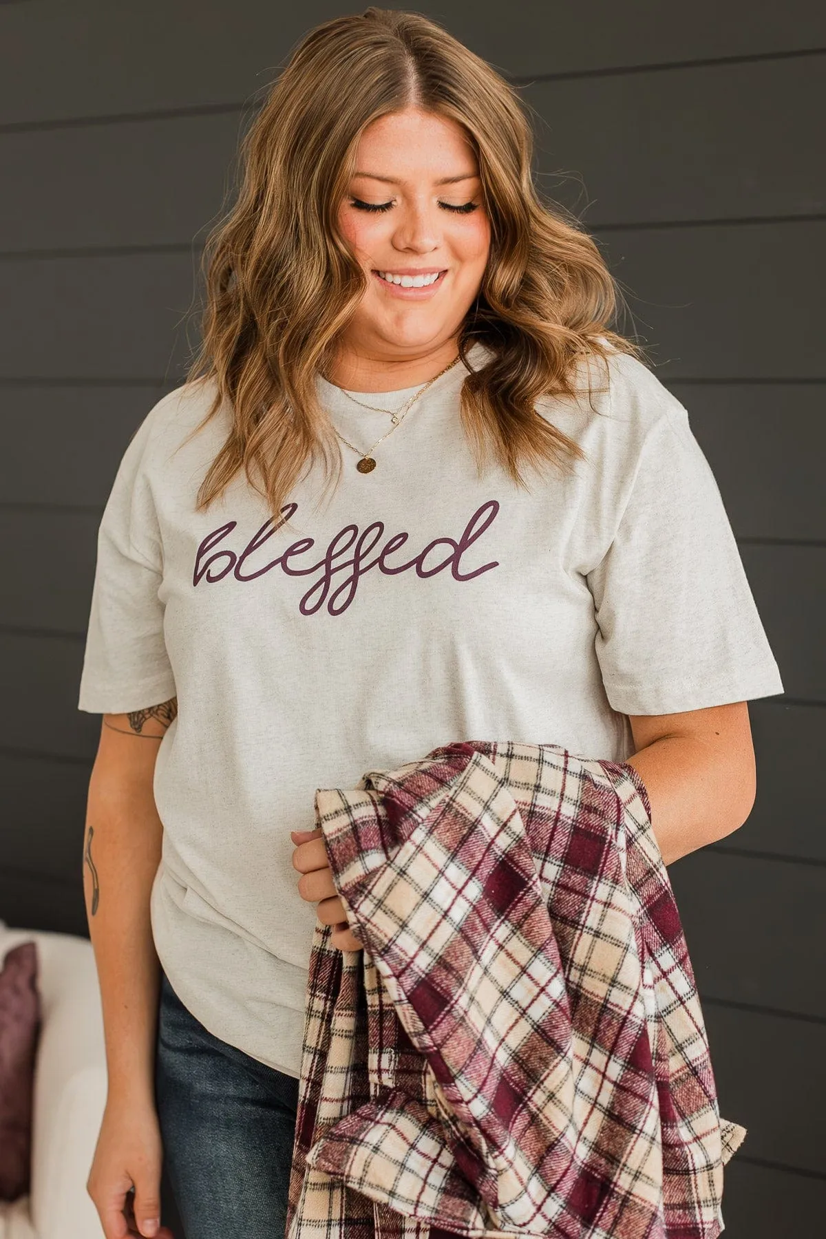 Feeling "Blessed" Graphic Tee- Oatmeal