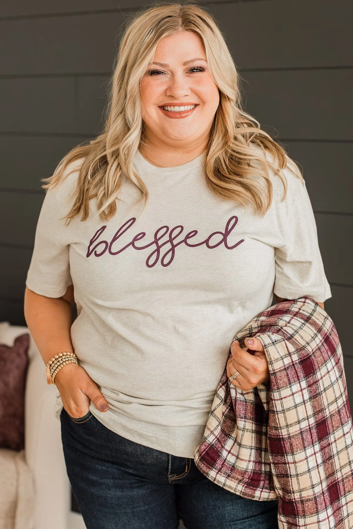 Feeling "Blessed" Graphic Tee- Oatmeal