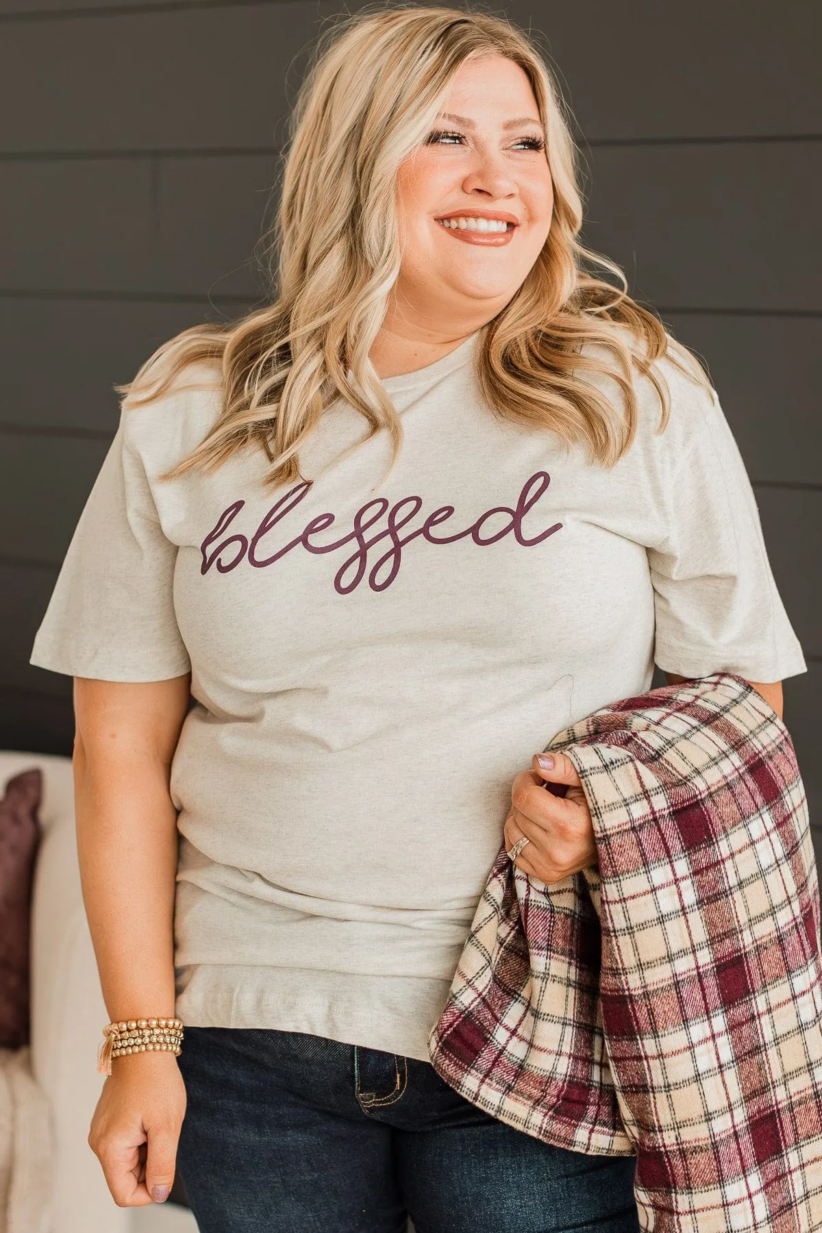 Feeling "Blessed" Graphic Tee- Oatmeal
