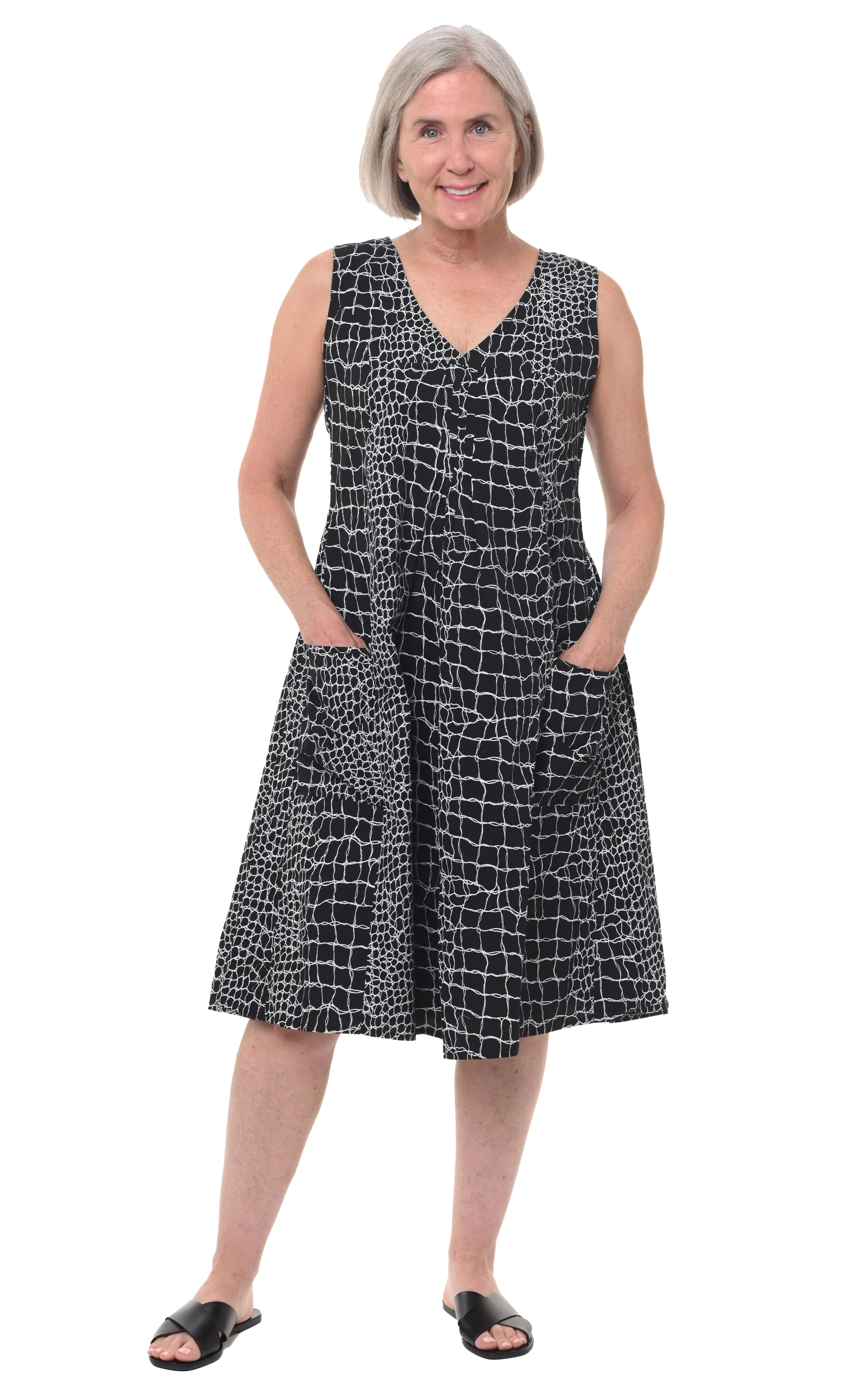 FINAL SALE CV656 Poppie Dress in Black Crocodile*