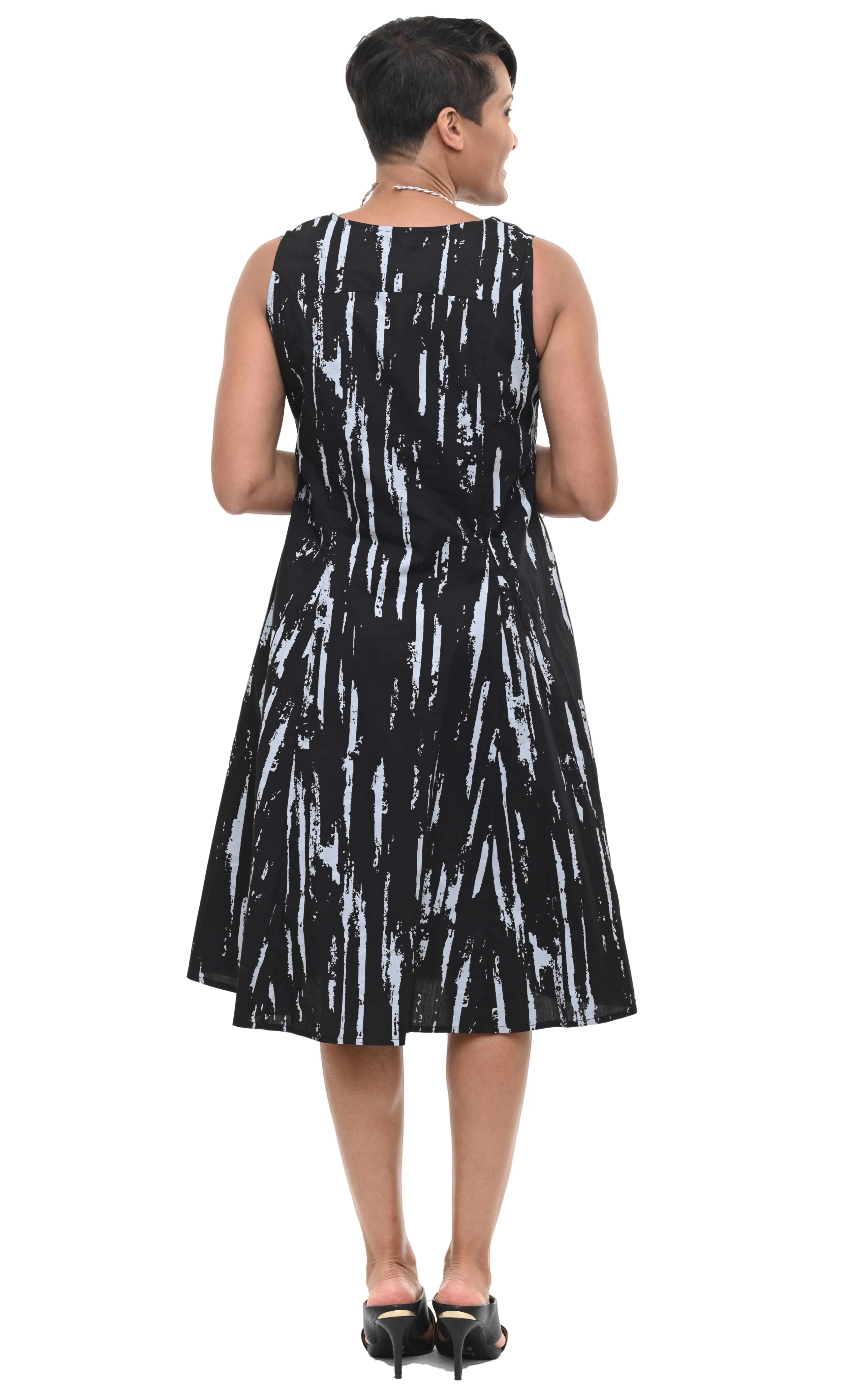 FINAL SALE CV656 Poppie Dress in Black Gray Airbrush