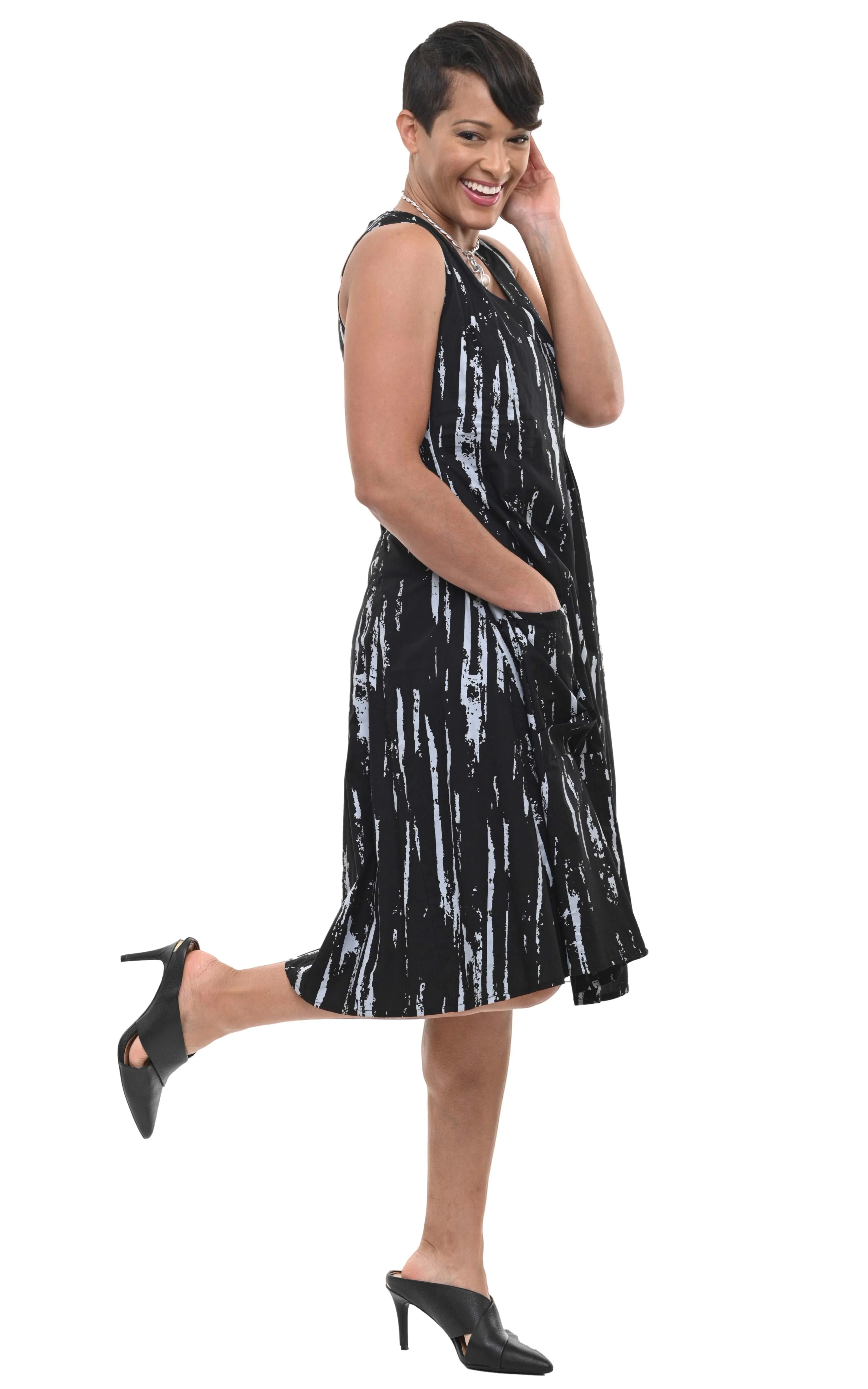 FINAL SALE CV656 Poppie Dress in Black Gray Airbrush