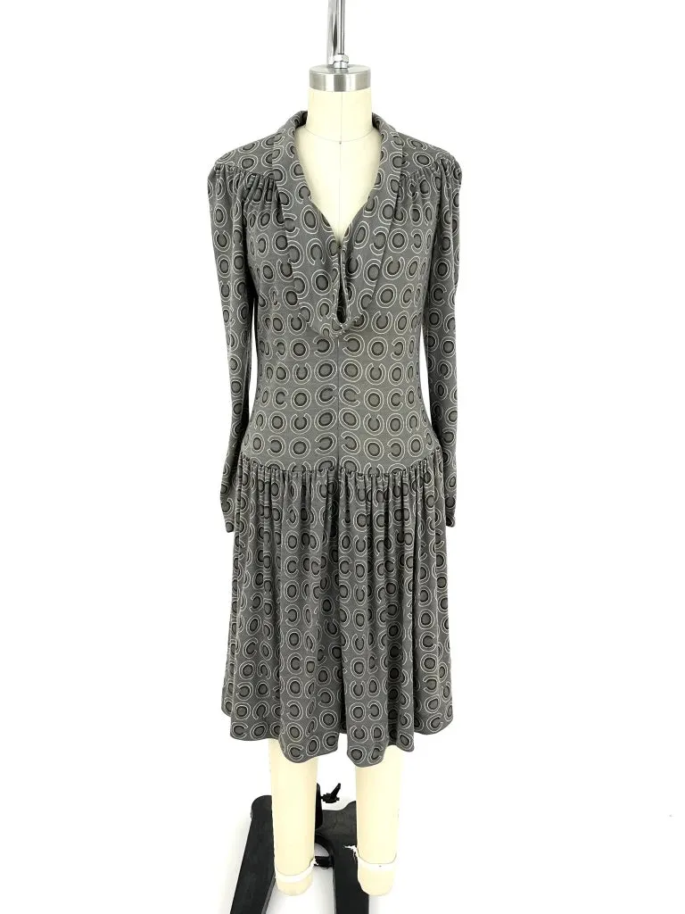 F/W 2001 Chanel Wool Coco Print Dress