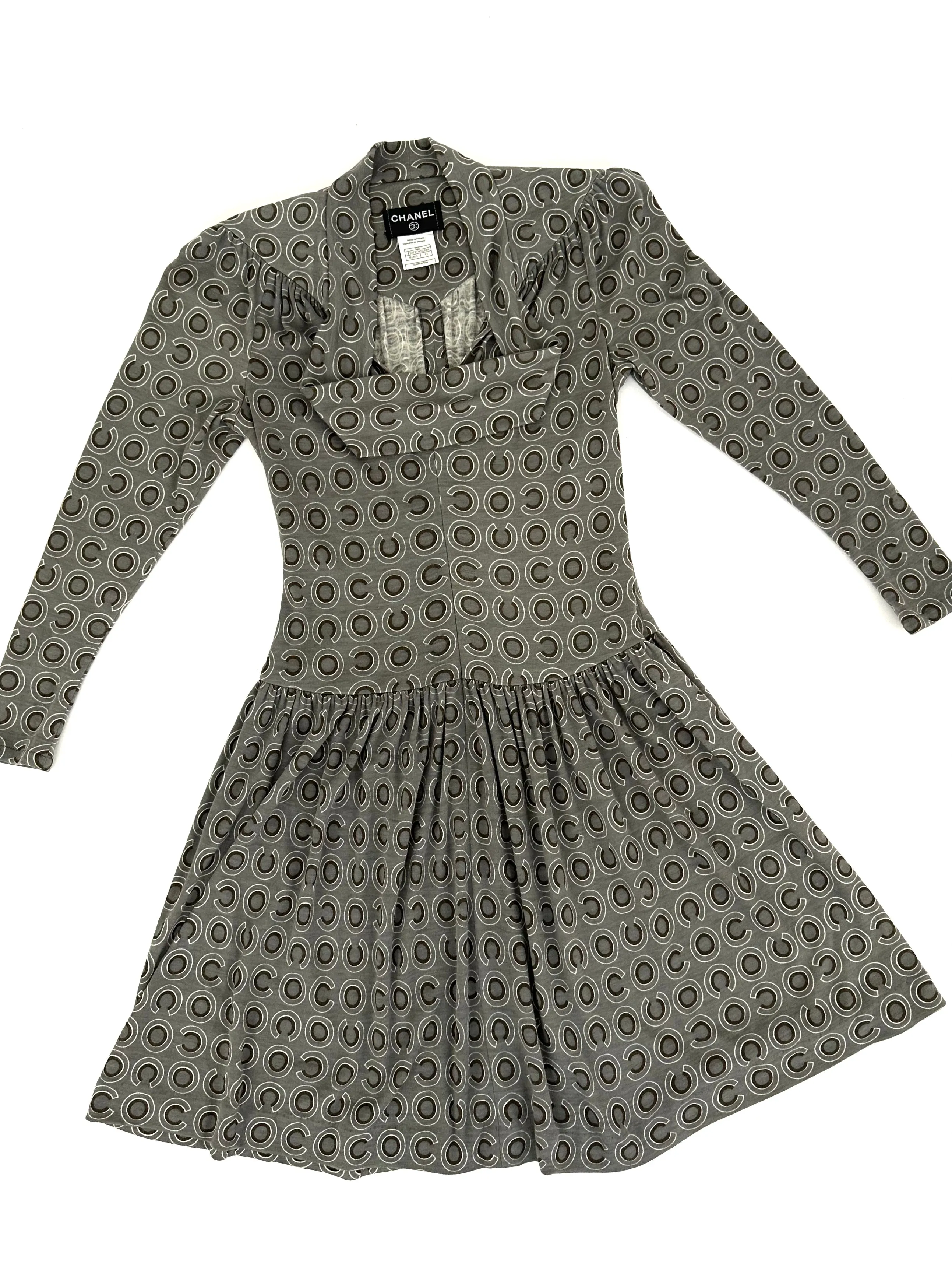 F/W 2001 Chanel Wool Coco Print Dress