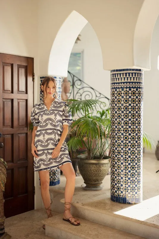 Geometric Pattern Dress with Pockets