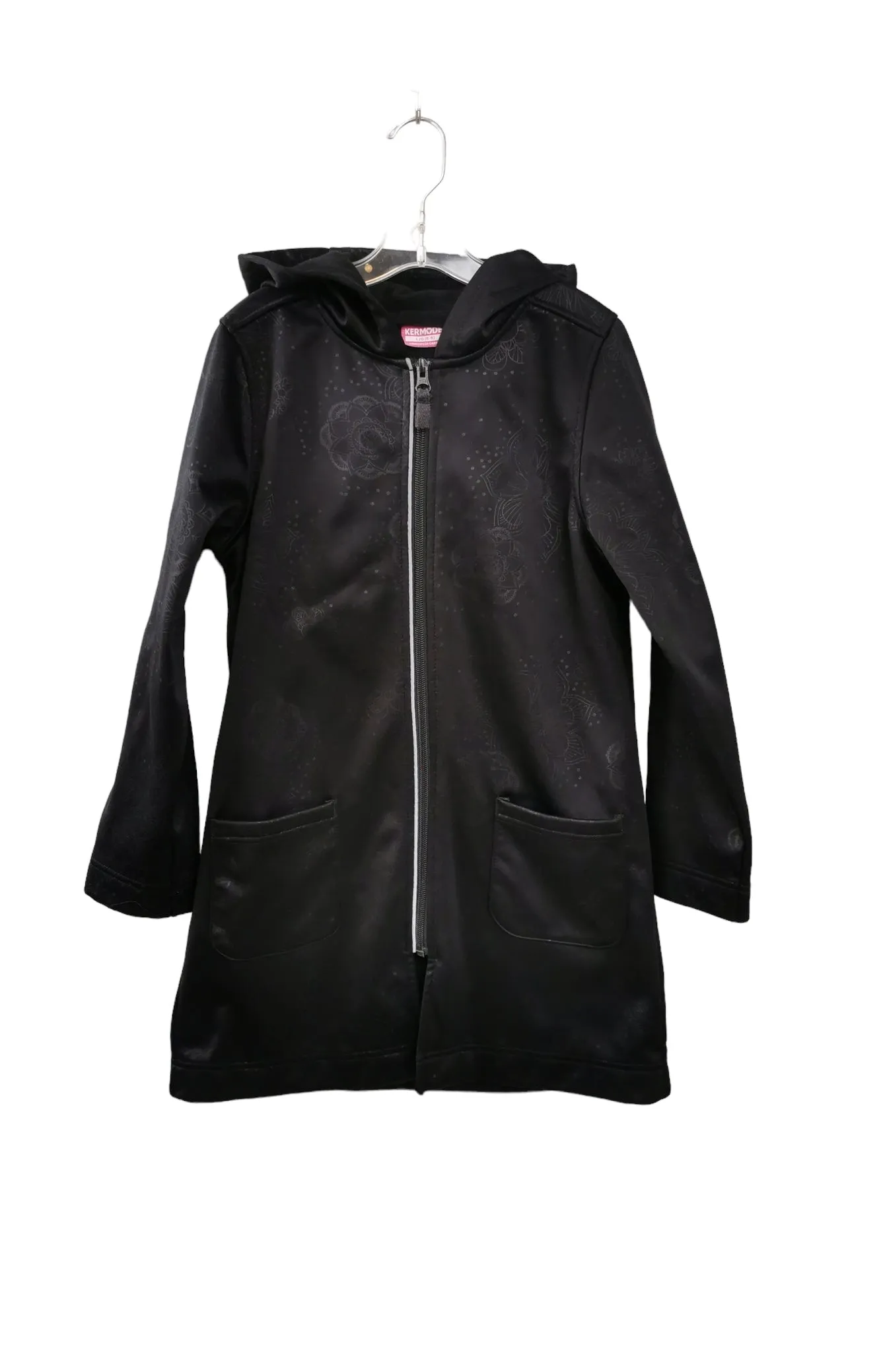 GIRL SIZE LARGE (8/9 YEARS) KERMODEI Vancouver Canada, Black Soft Shell Jacket EUC B39