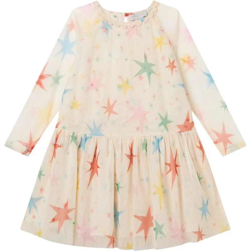 Girls Cream Tulle Star Dress