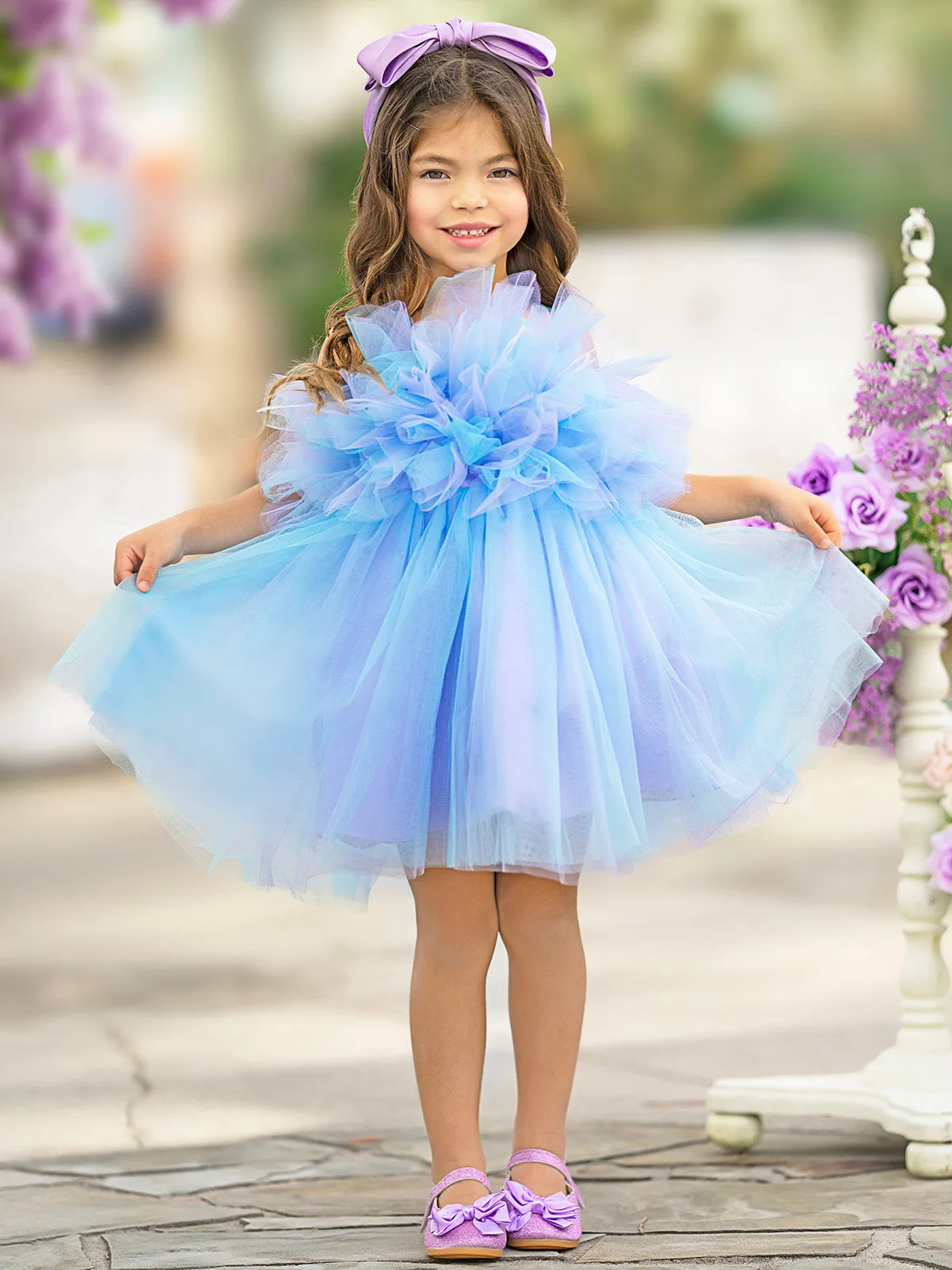 Girls Princess Flower Decorated Tutu Dress