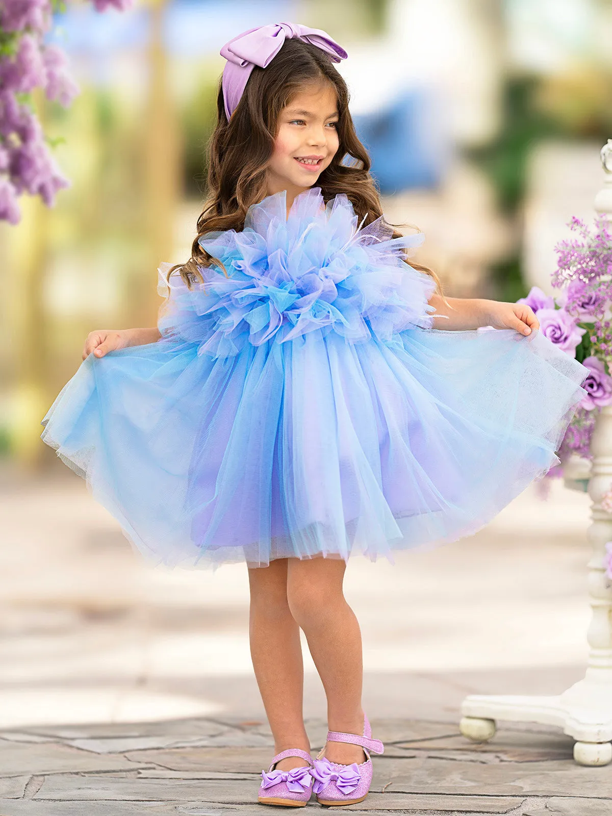Girls Princess Flower Decorated Tutu Dress