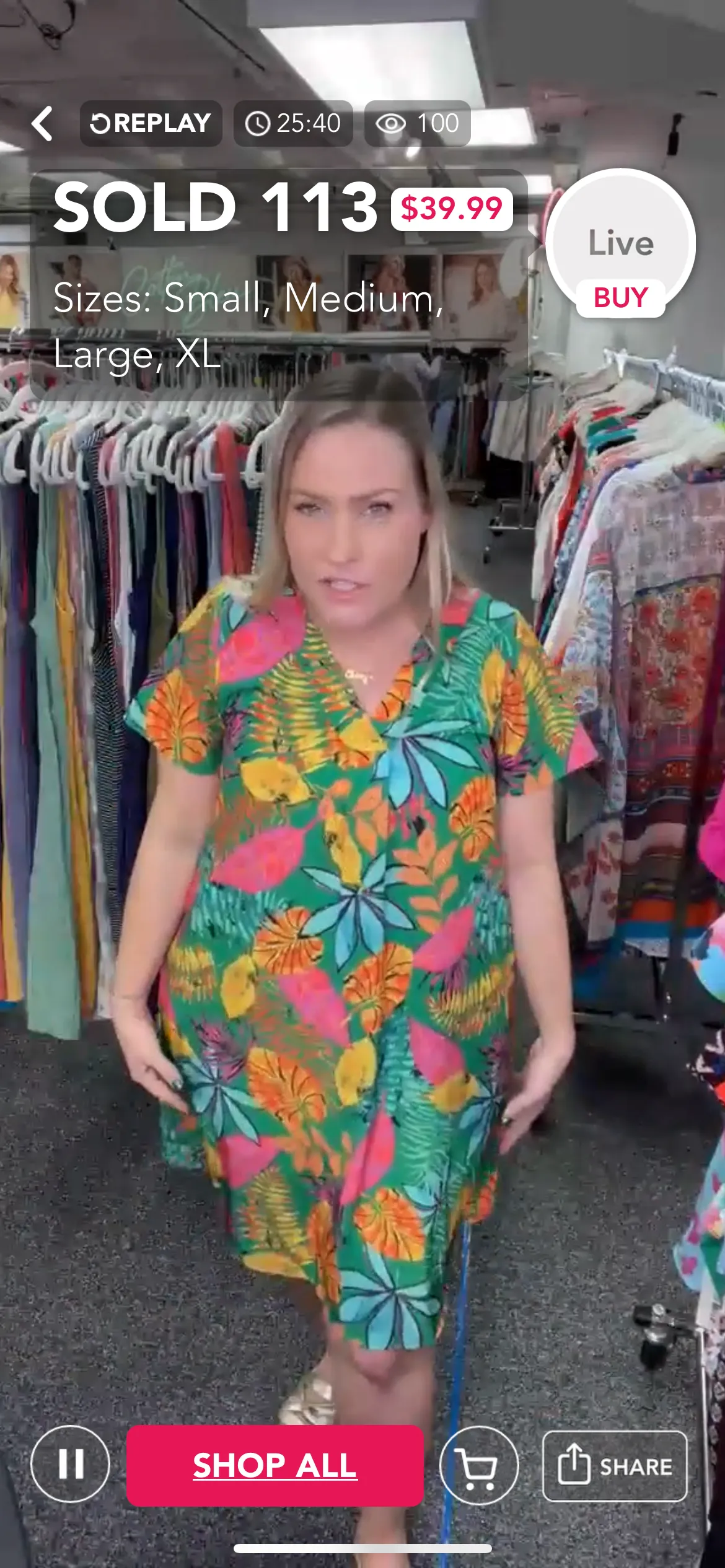 Green Floral Dress With Pockets