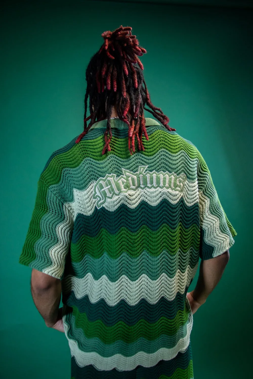 Green Knitted Crochet Tops - Mens