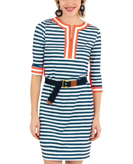 Gretchen Scott Dress, Navy/Tomato/White