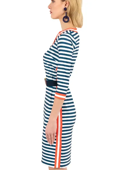 Gretchen Scott Dress, Navy/Tomato/White