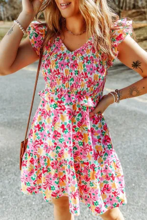 Hazel Blues® | Floral Ruffle Trim Smocked Dress