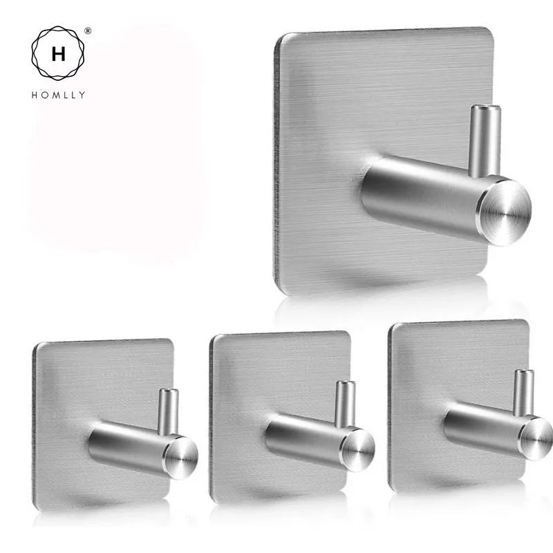 Homlly Stainless Steel Wall Hook Hangers (4pcs)