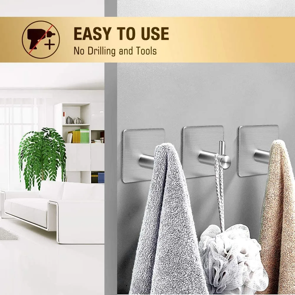 Homlly Stainless Steel Wall Hook Hangers (4pcs)