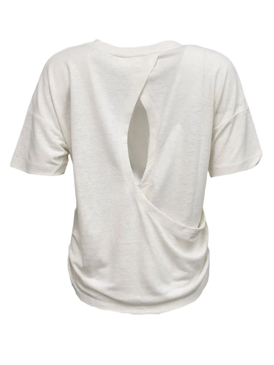 HoodLamb Women's Ivory Open Back Wrap Short Sleeve Hemp Top 420 NWT