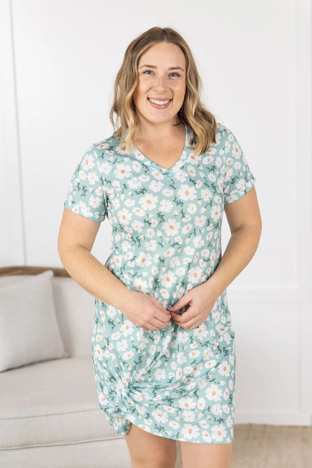 IN PRODUCTION Knot Dress - Green Floral