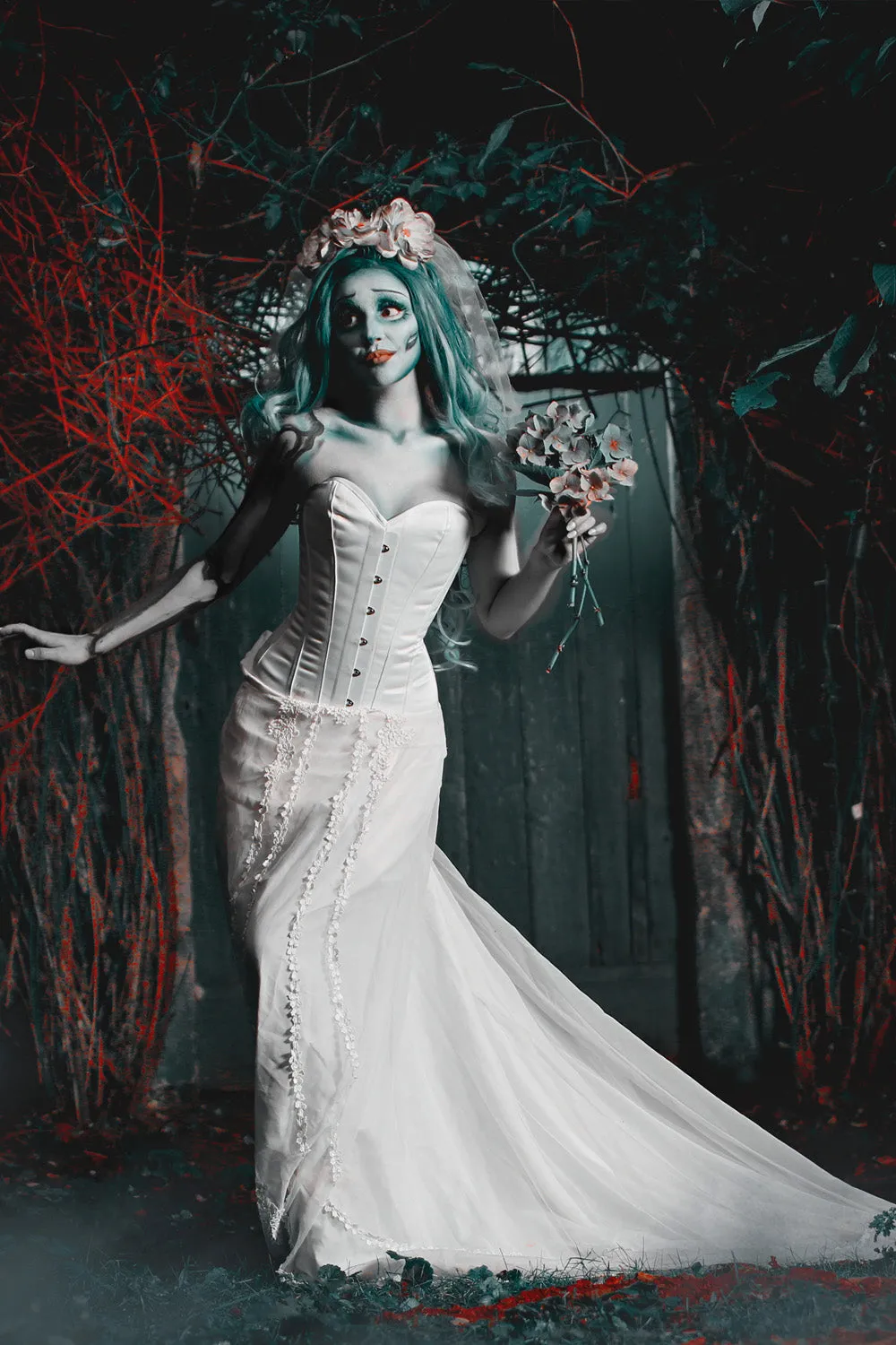 Instant Shape White Satin Overbust - Longline