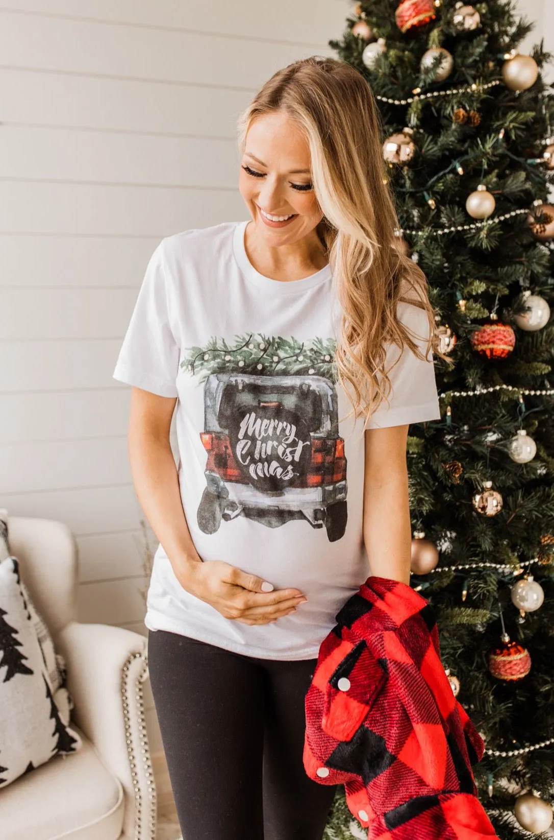 Jeep "Merry Christmas" Graphic Tee- White