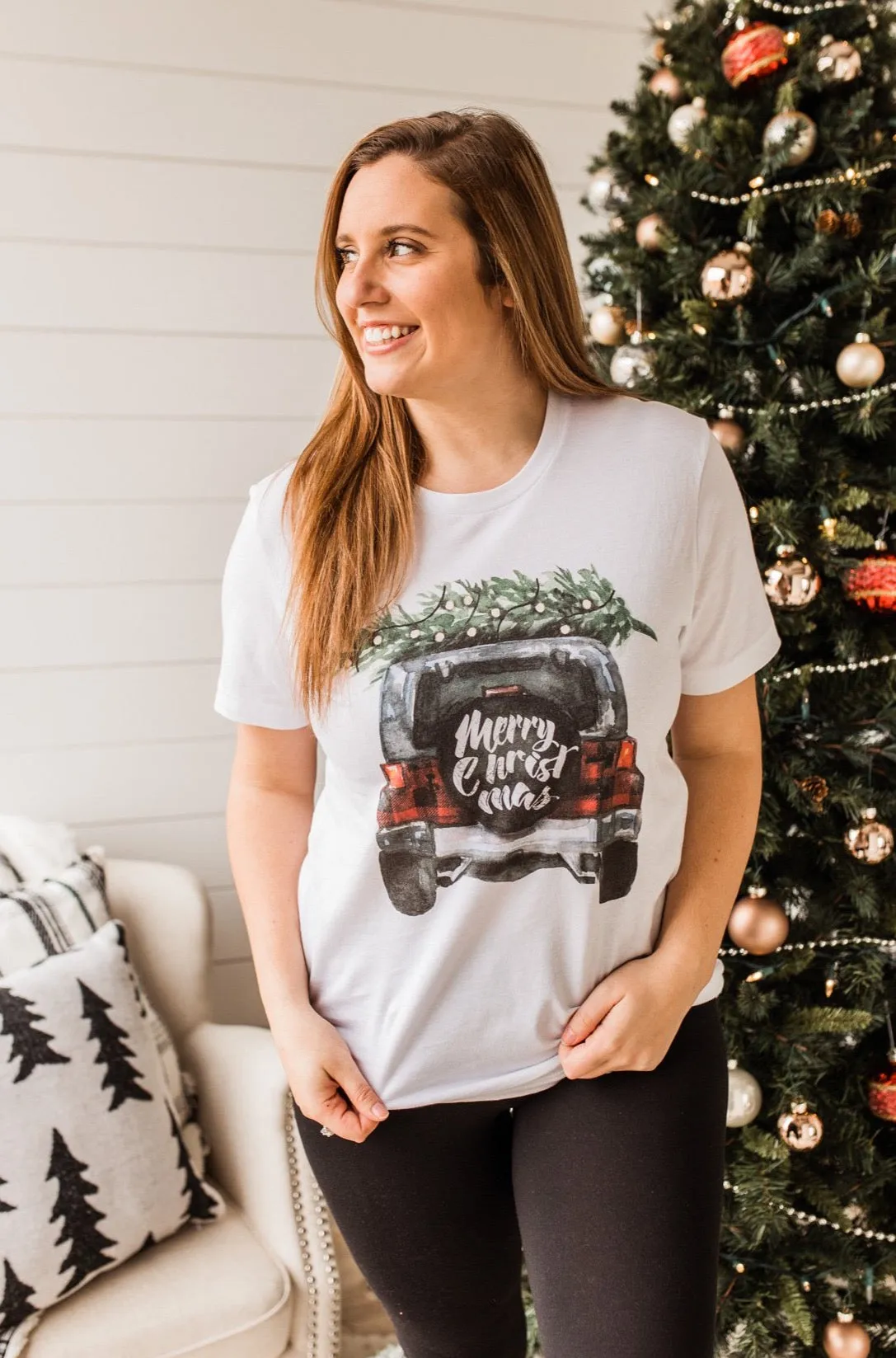 Jeep "Merry Christmas" Graphic Tee- White