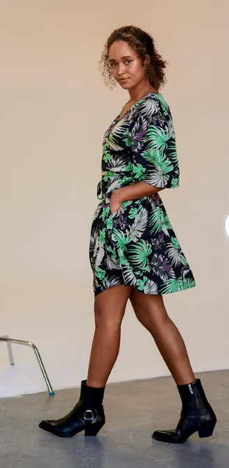 Kaffe - Kalulu Dress | Green/Black Floral