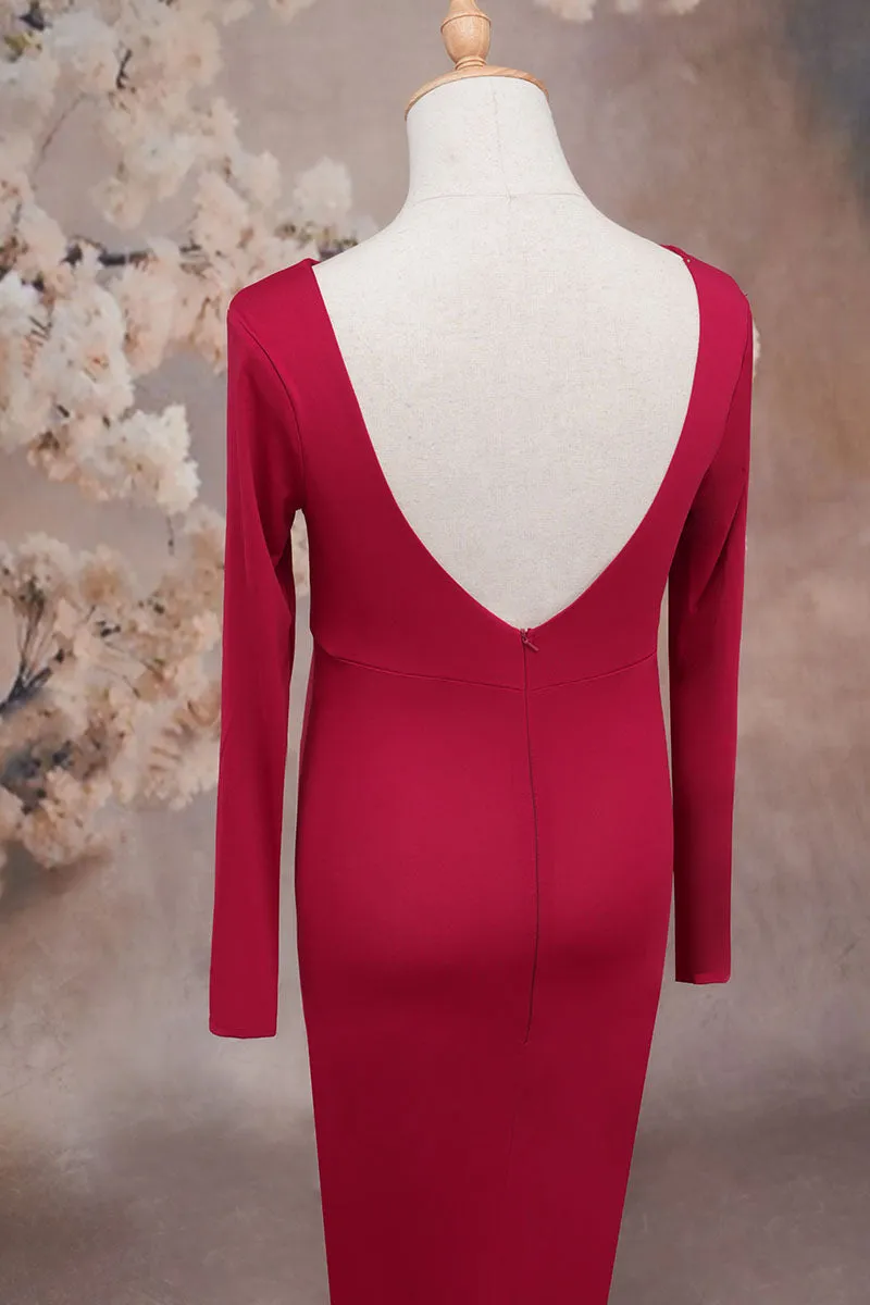 Kate Long Sleeve Satin Maternity Photoshoot Dress