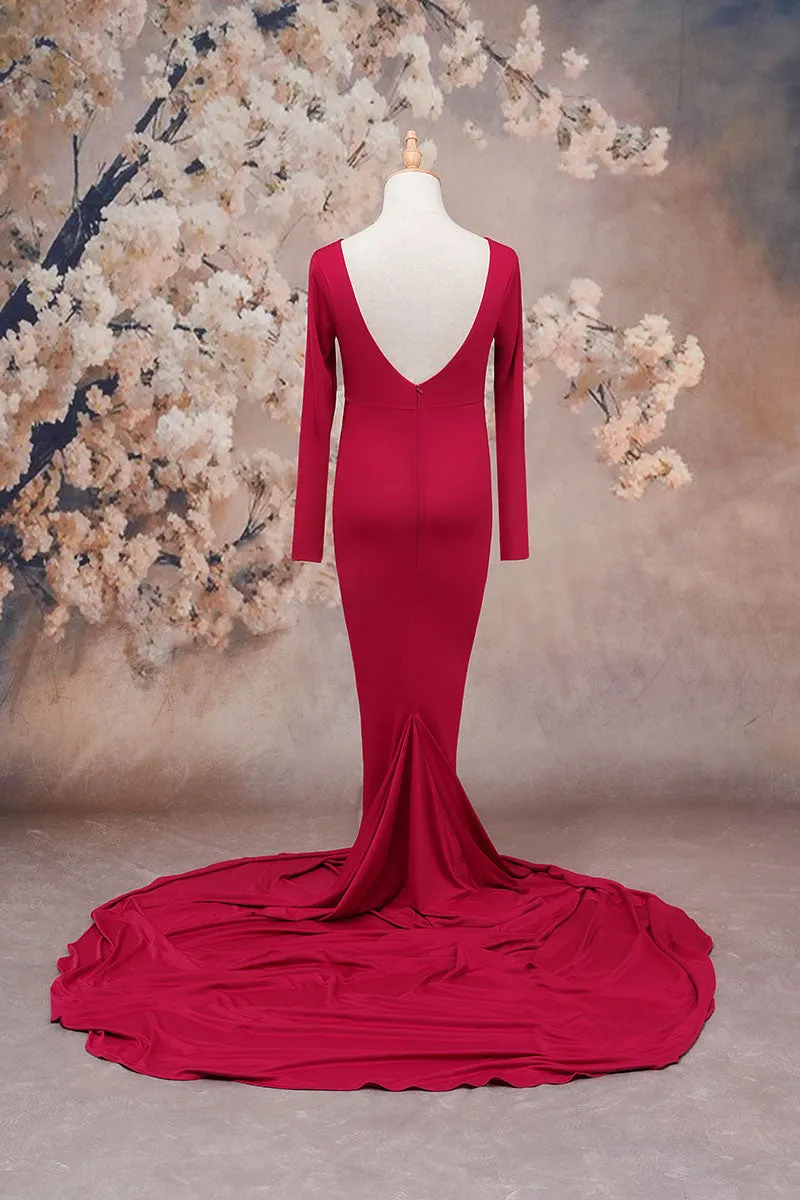 Kate Long Sleeve Satin Maternity Photoshoot Dress