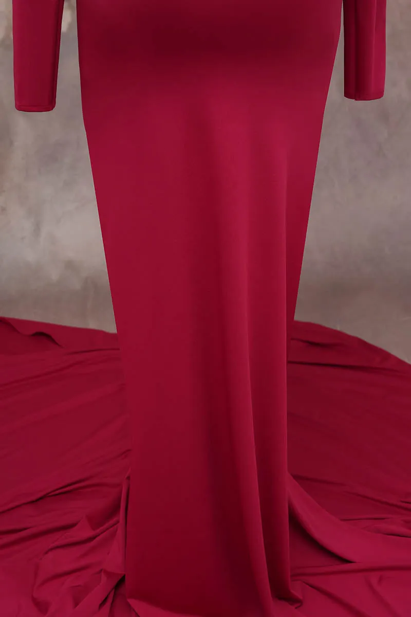 Kate Long Sleeve Satin Maternity Photoshoot Dress