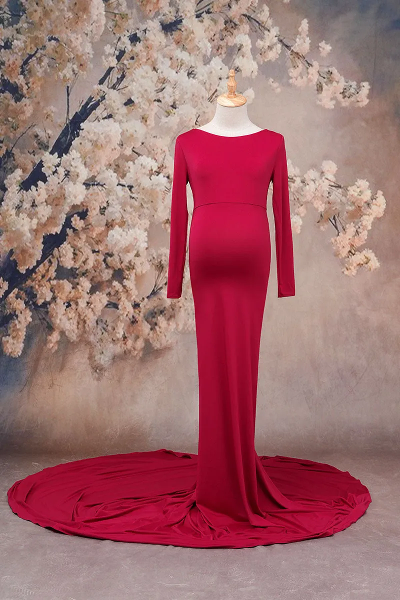 Kate Long Sleeve Satin Maternity Photoshoot Dress