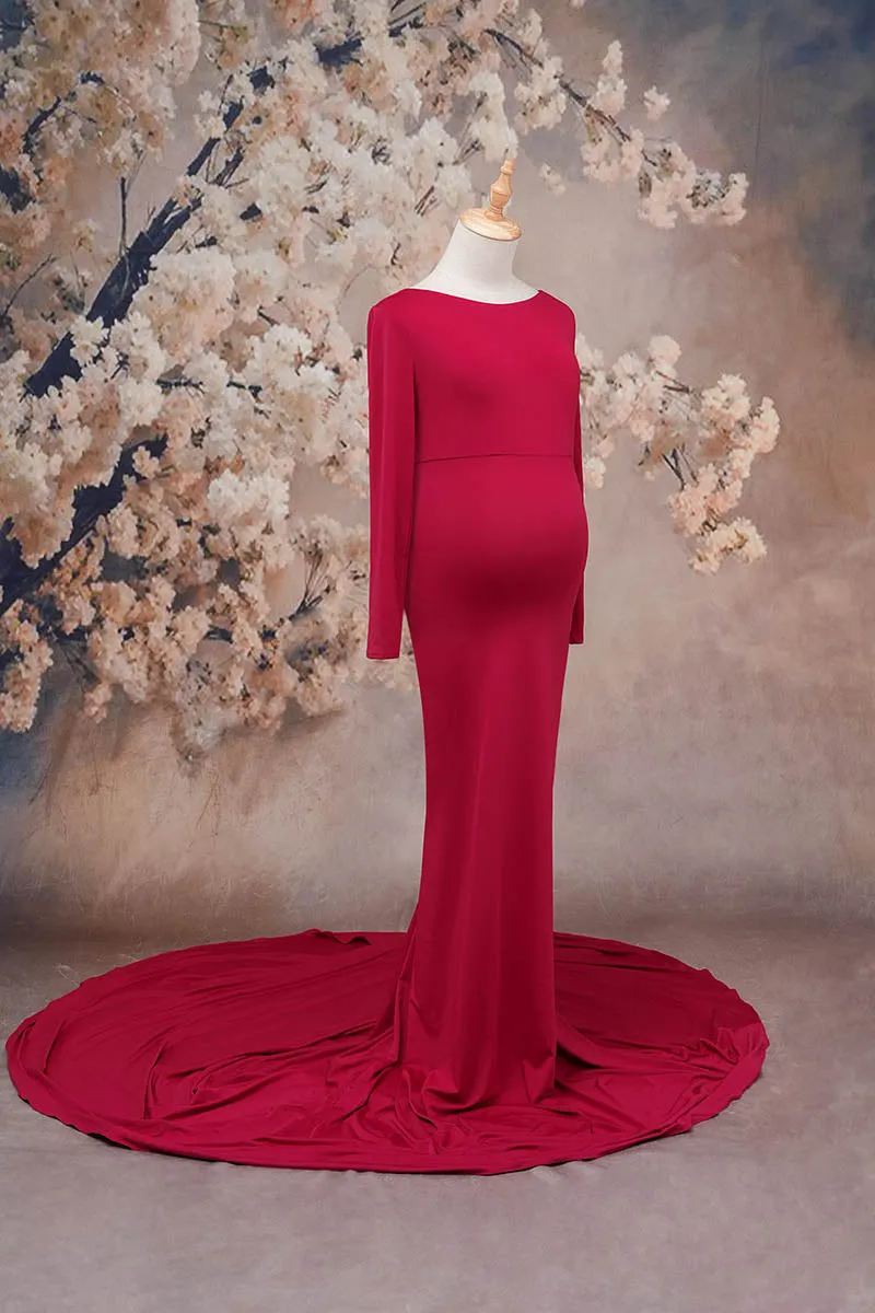Kate Long Sleeve Satin Maternity Photoshoot Dress