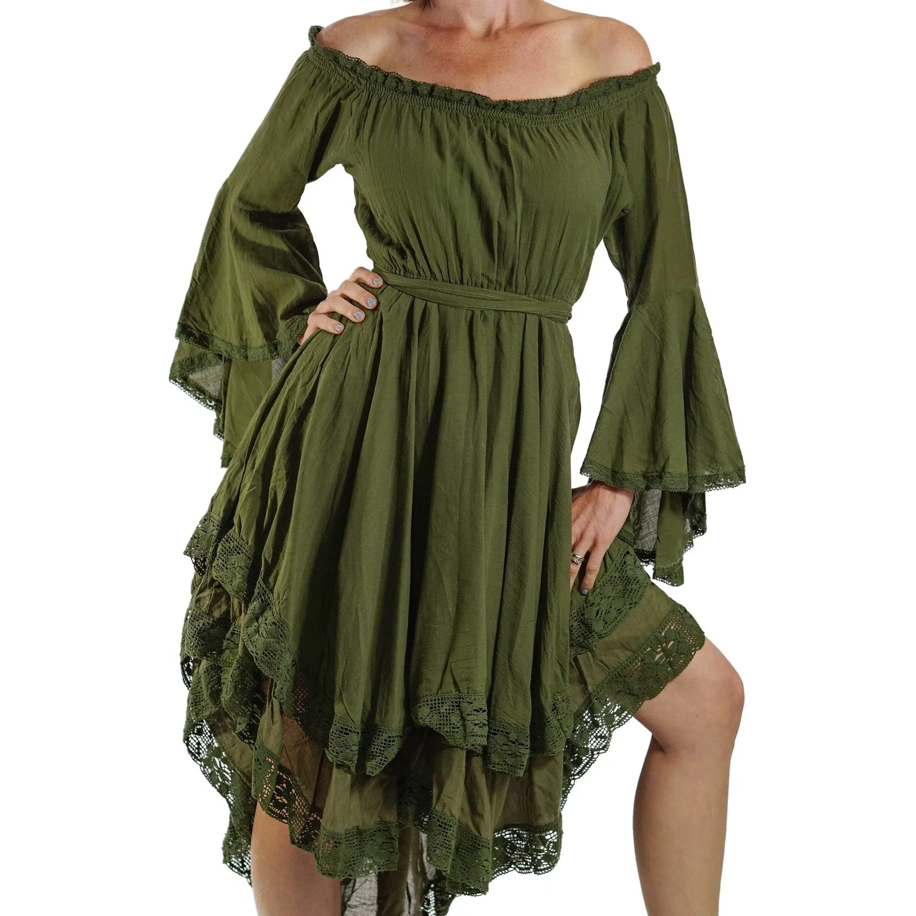 'Lace Dress' Long Sleeve - Green