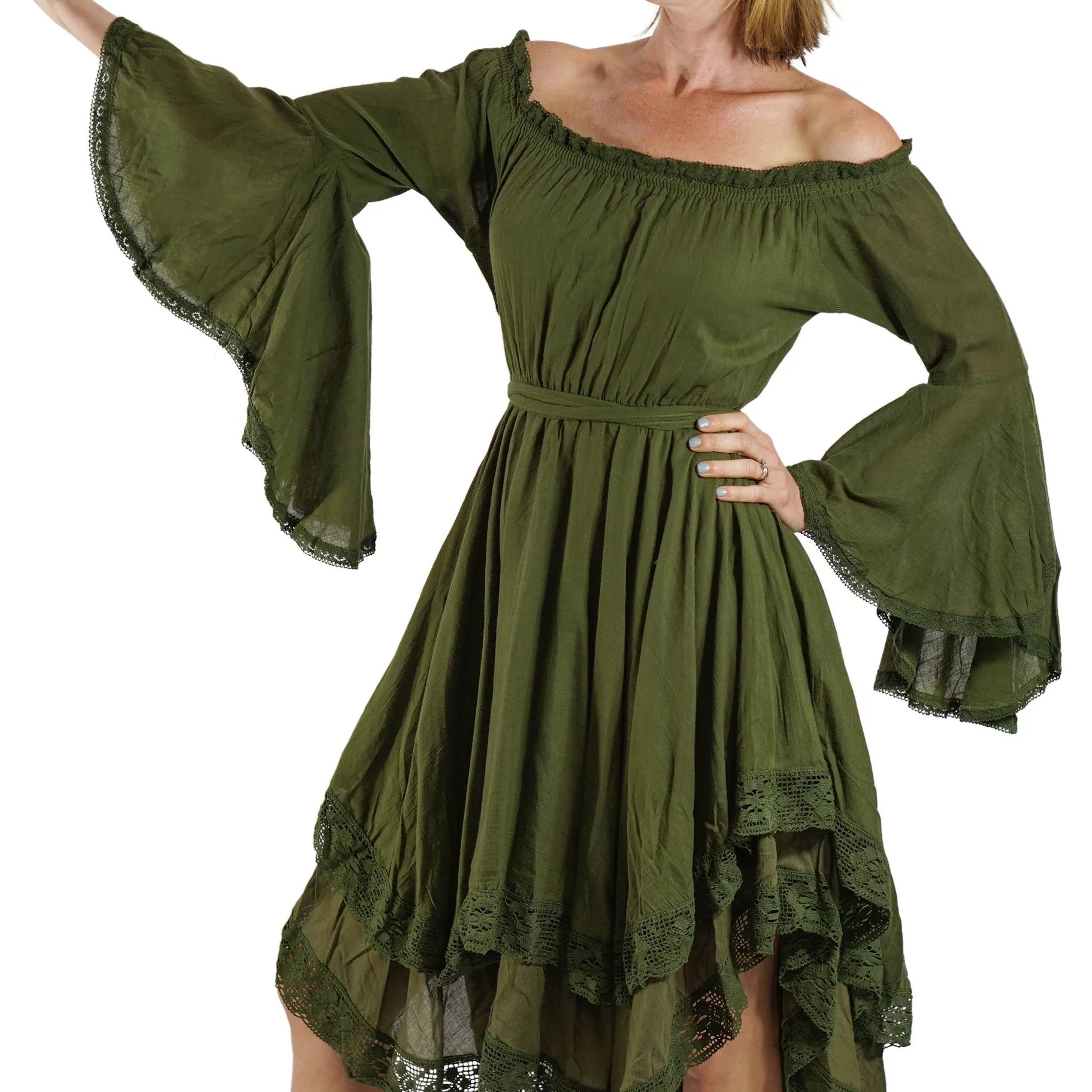 'Lace Dress' Long Sleeve - Green
