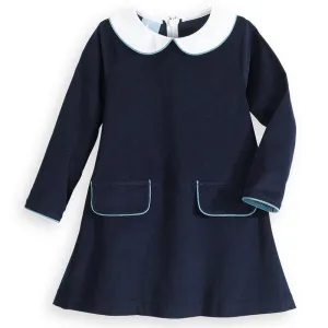 Madeline Dress -- Navy Cord w/ Green