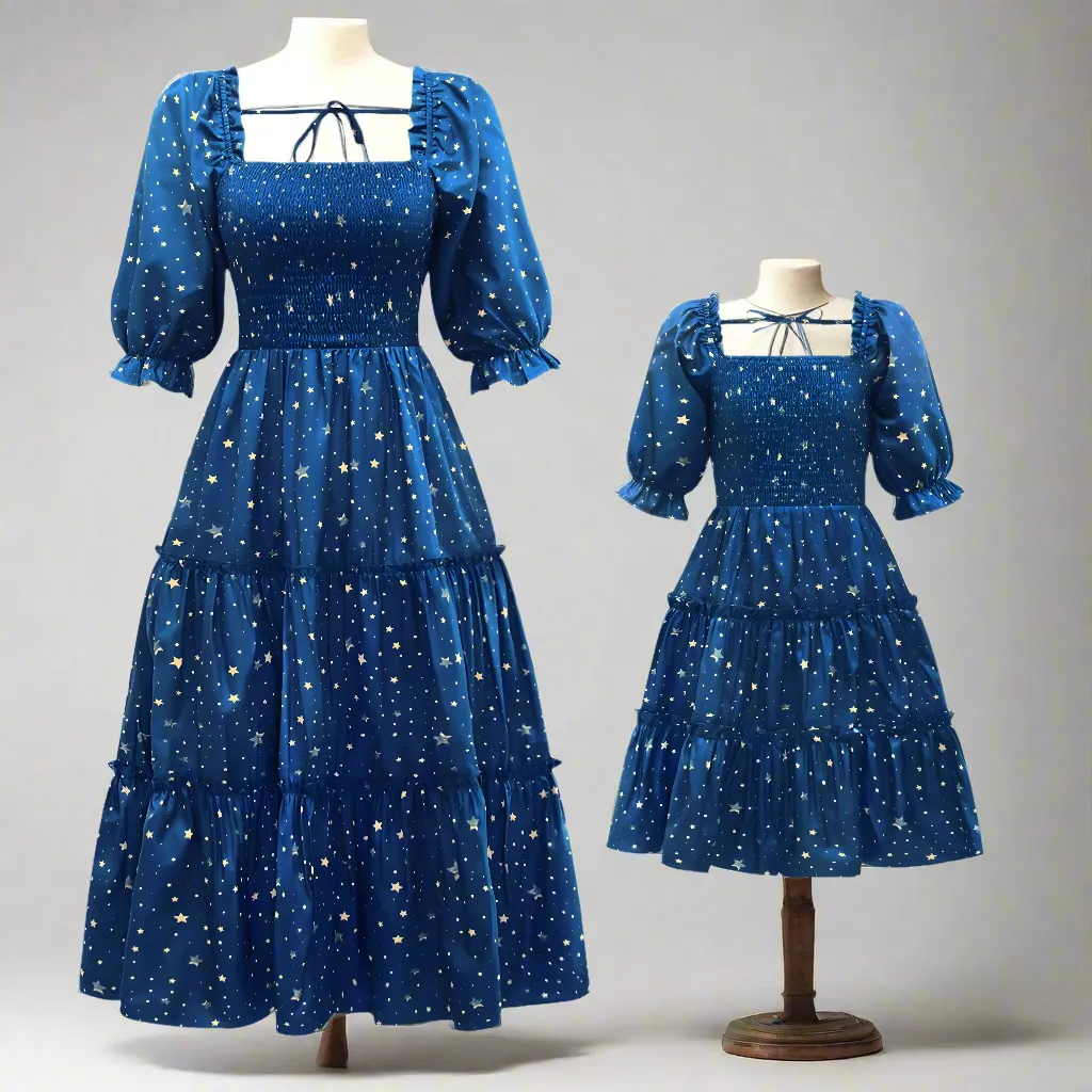 Matching Mommy & Me Tiered Smocked Dresses – Elegant Puff Sleeve Dress Set