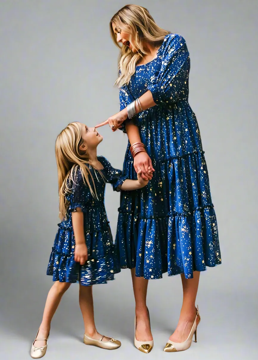 Matching Mommy & Me Tiered Smocked Dresses – Elegant Puff Sleeve Dress Set