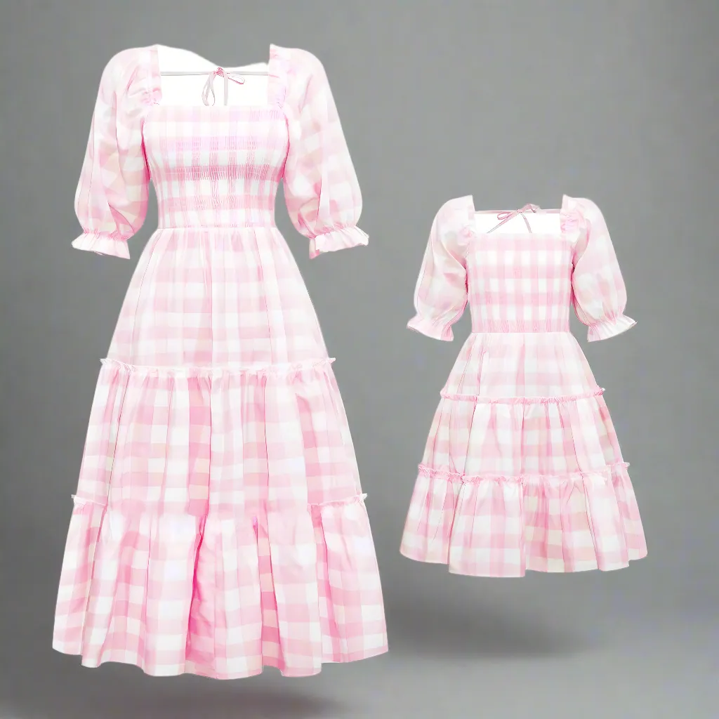 Matching Mommy & Me Tiered Smocked Dresses – Elegant Puff Sleeve Dress Set