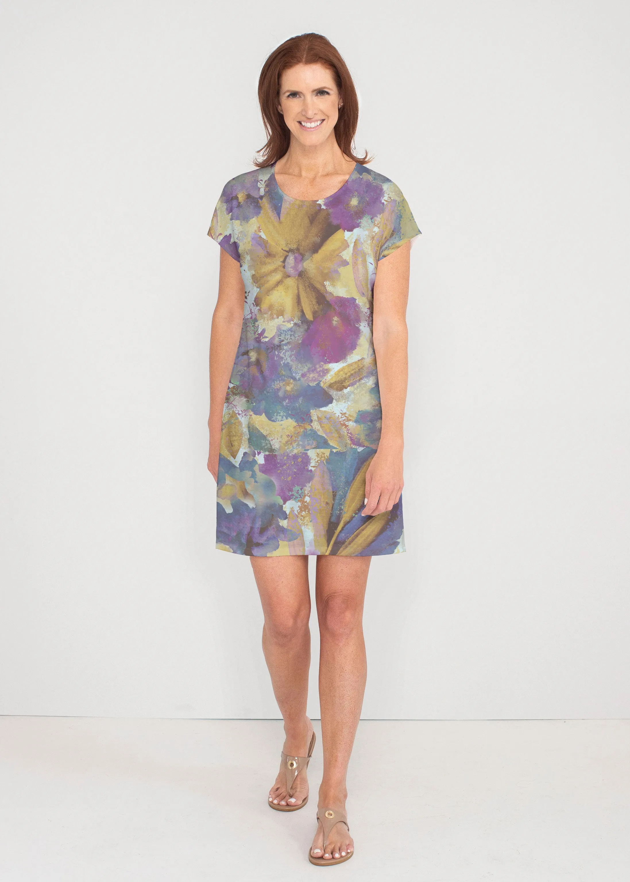 Maya (17266) ~ French Terry Short Sleeve Crew Dress