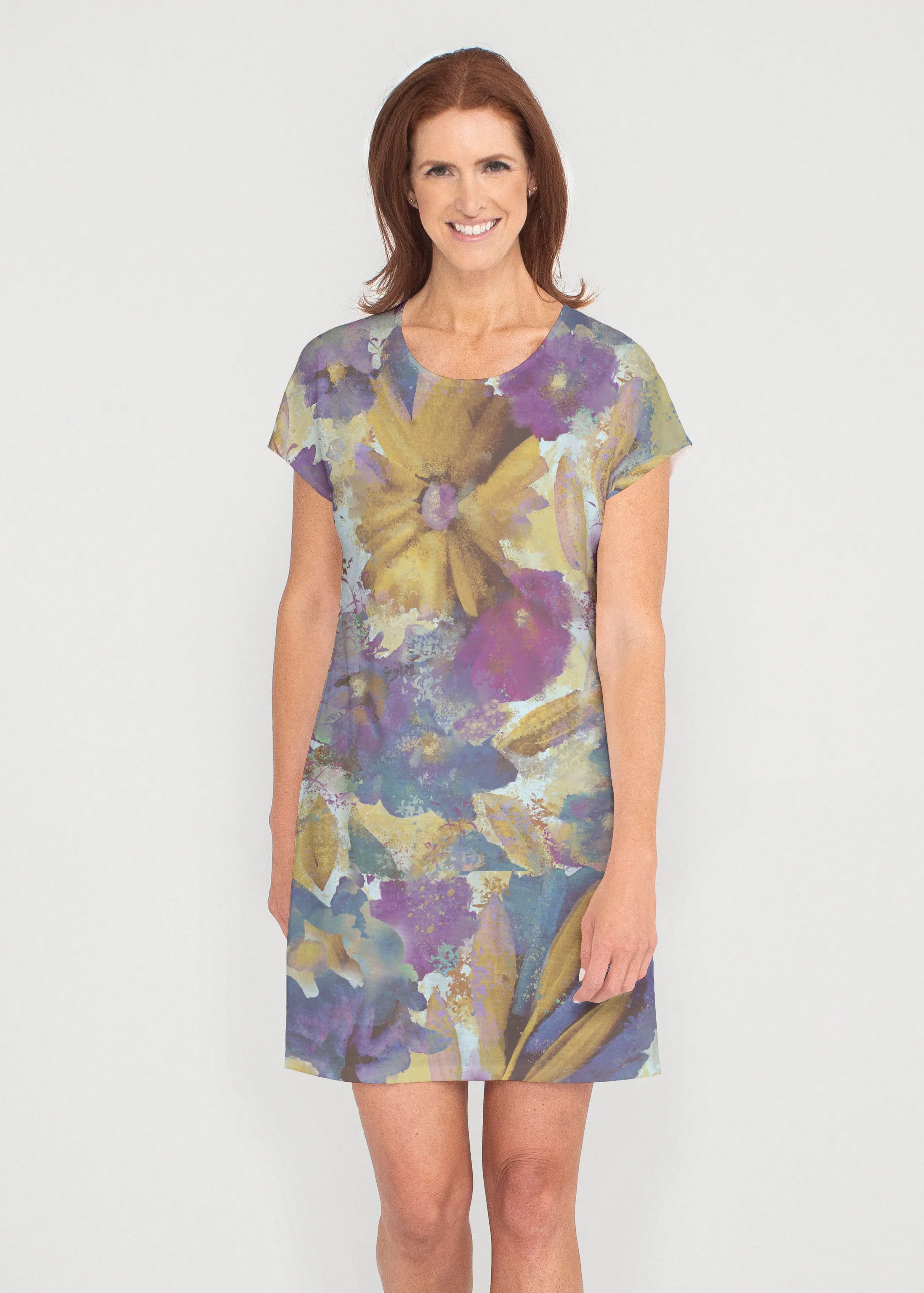 Maya (17266) ~ French Terry Short Sleeve Crew Dress
