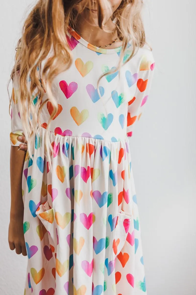 Mila & Rose Lotta Love 3/4 Sleeve Pocket Twirl Dress