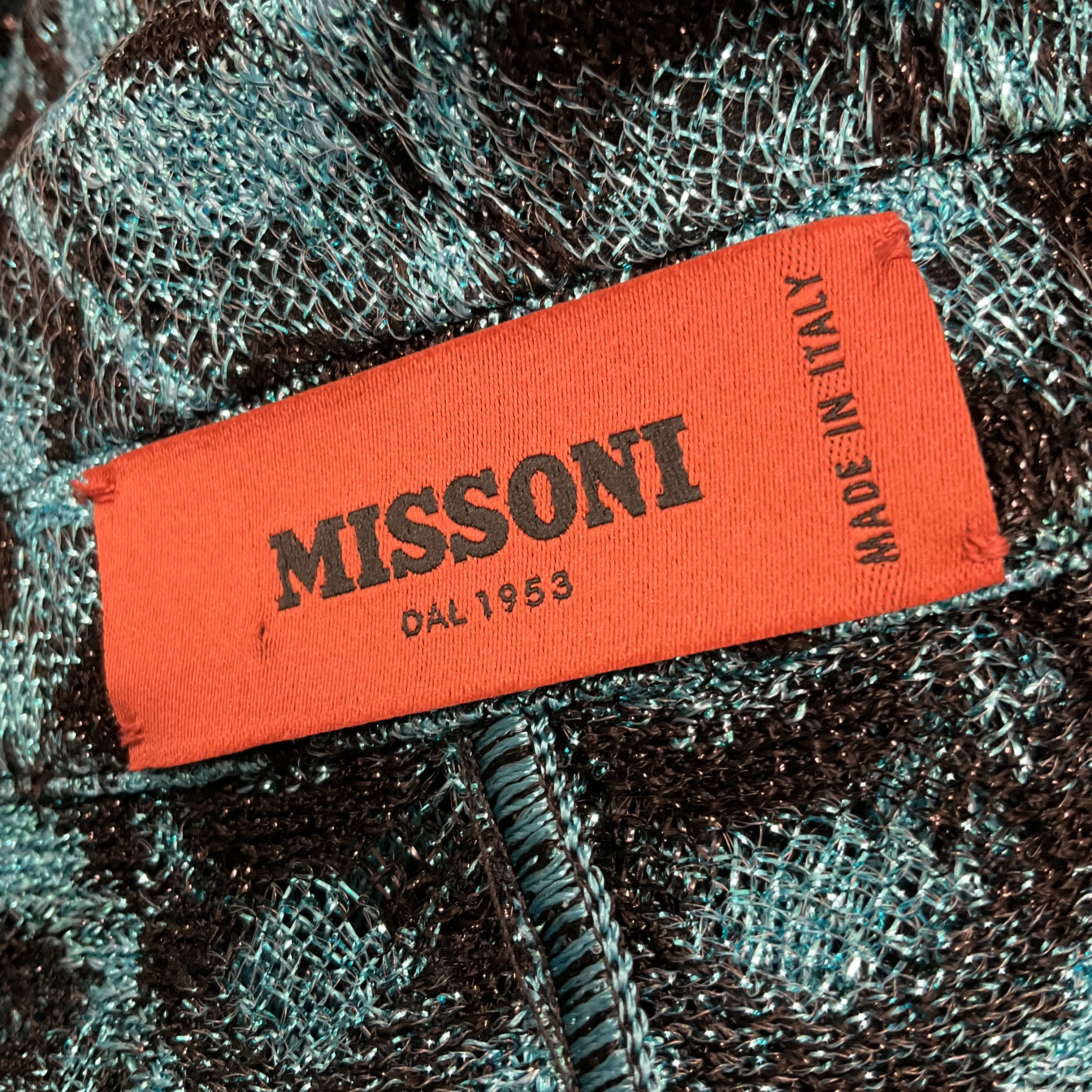 Missoni Turquoise / Black Metallic Knit Jacket