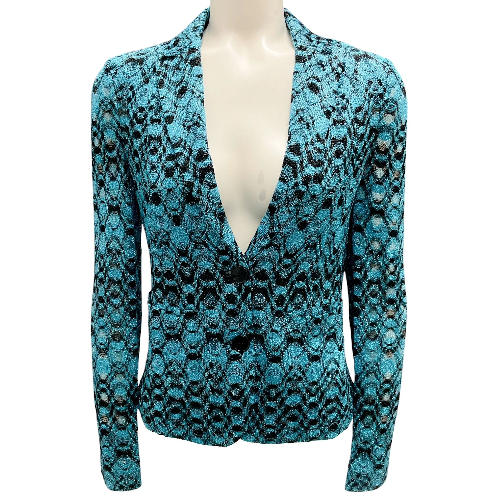 Missoni Turquoise / Black Metallic Knit Jacket