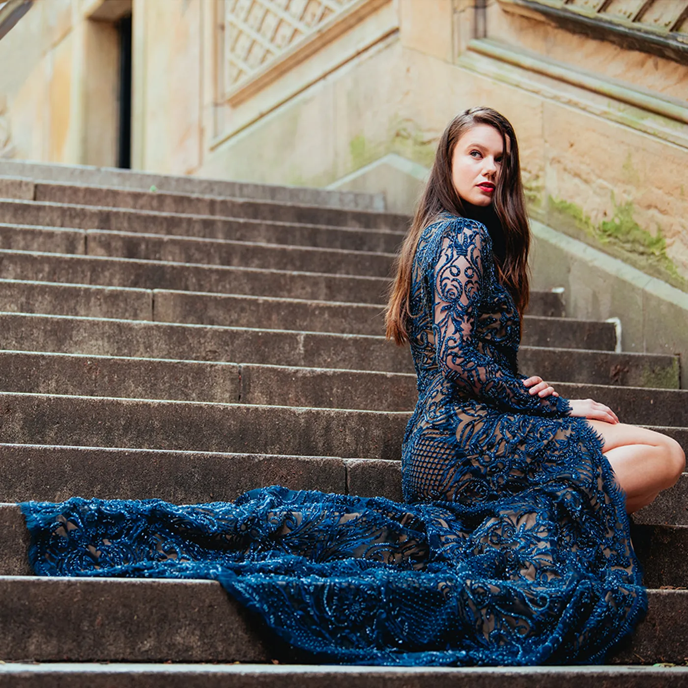 Mock NK Surplice Gown