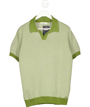 Mr P Green Honeycomb Knit Organic Cotton Polo Shirt UK M
