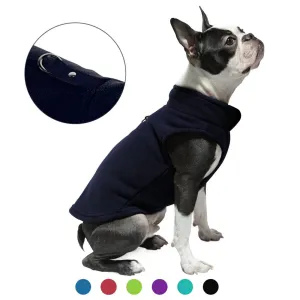 New Gooby Dog Fleece Vest - Navy, Medium - Pullover Dog Jacket with Leash Ring,