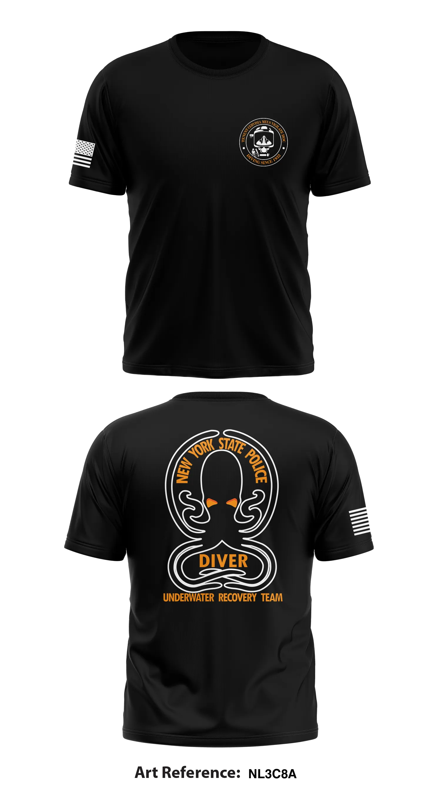 New York State Police Underwater Recovery Team Store 1 Core Men's SS Performance Tee - NL3C8A