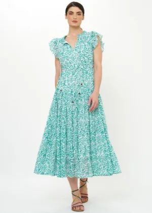 Oliphant Cinched Flirty Dress - Cypress Jade
