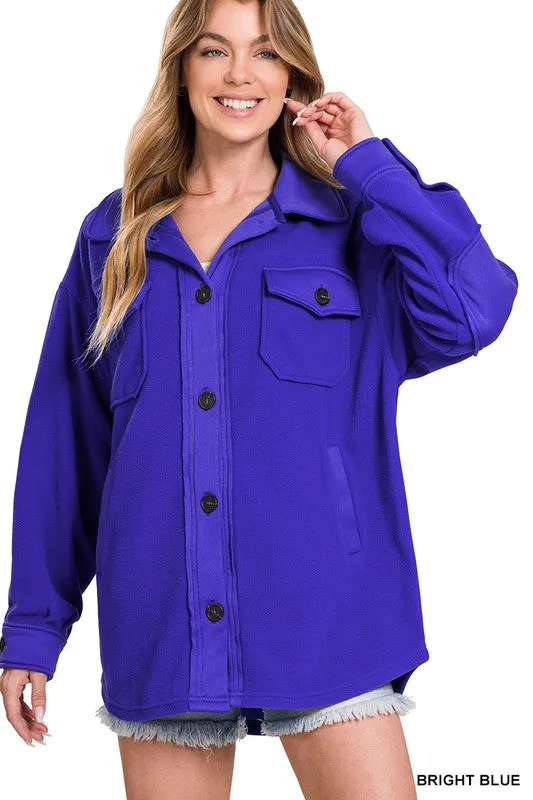 Oversized Fleece Blue Jacket