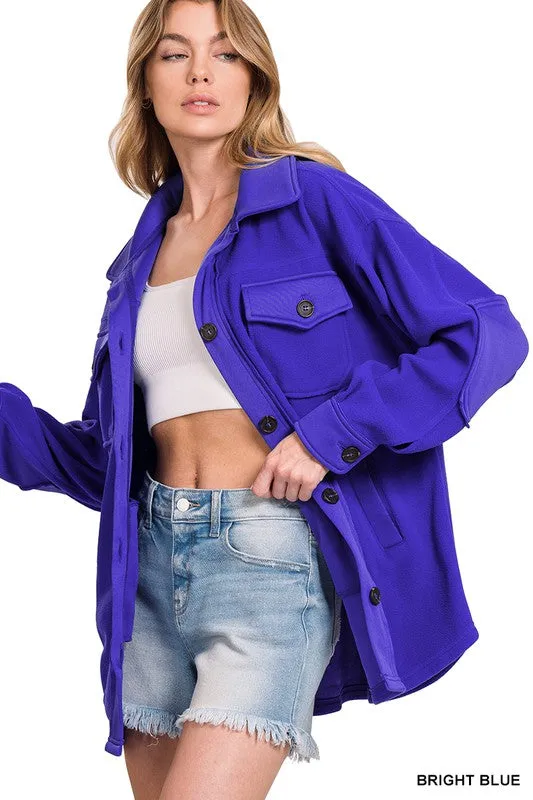 Oversized Fleece Blue Jacket