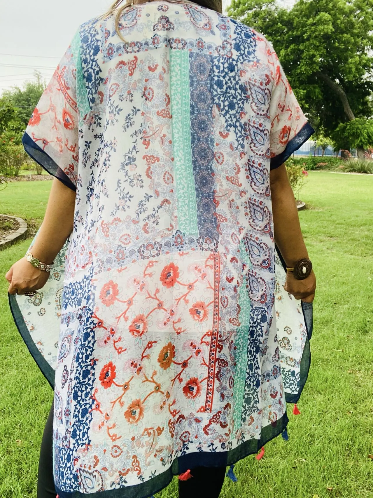 Paisley Patchwork sheer kimono shawl